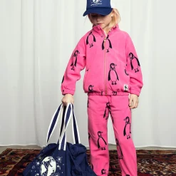 Penguin Fleece Trousers in Pink by Mini Rodini