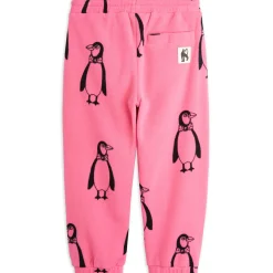 Penguin Fleece Trousers in Pink by Mini Rodini