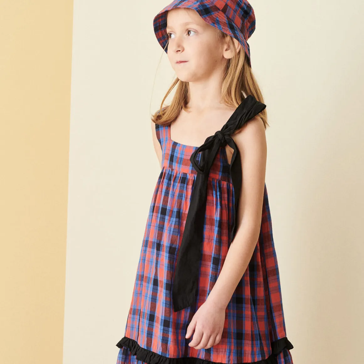 Peony Dress in Red / Blue Tartan by Caramel