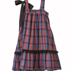 Peony Dress in Red / Blue Tartan by Caramel