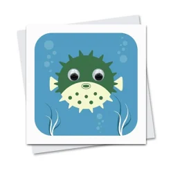 Percy Pufferfish Greetings Card by Stripey Cats Cards