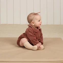 Peter Pan Romper in Cranberry by Quincy Mae - Last Ones In Stock - 6-18 Months
