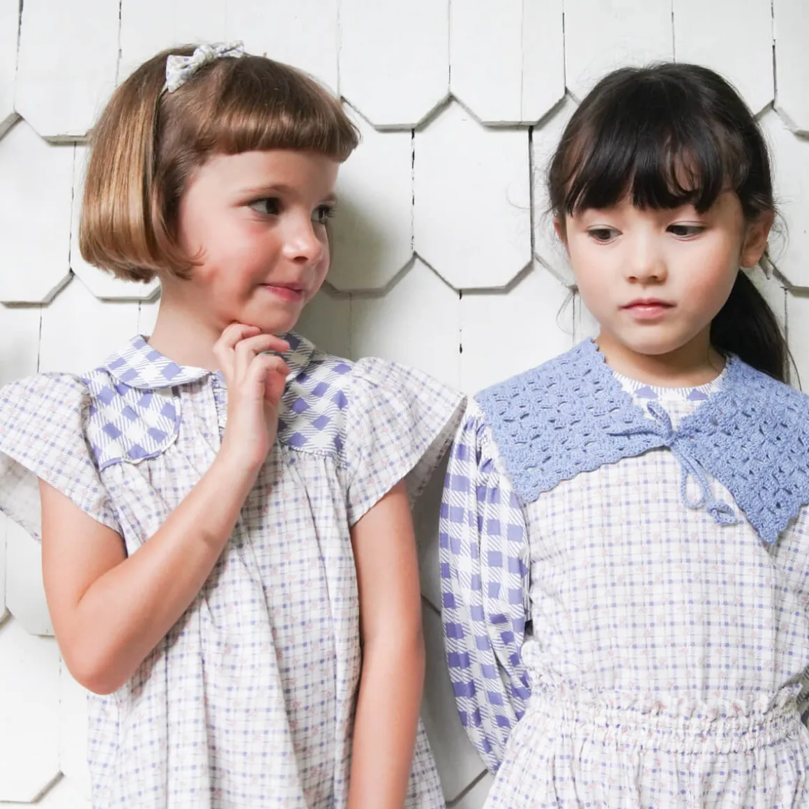 Philomena Dress in Checker Rose Print / Blueberry by Soor Ploom