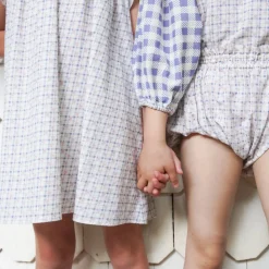 Philomena Dress in Checker Rose Print / Blueberry by Soor Ploom