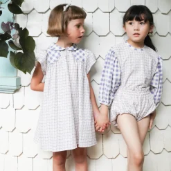 Philomena Dress in Checker Rose Print / Blueberry by Soor Ploom