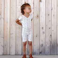 Pima Ruched Tee in Linen Trellis by Iver & Isla