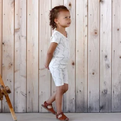 Pima Ruched Tee in Linen Trellis by Iver & Isla