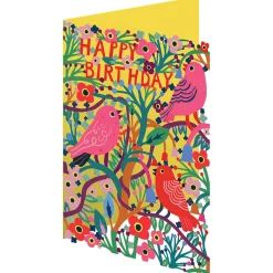 Pink Birds Laser Cut Greetings Card By Roger La Borde