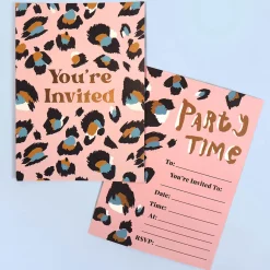 Pink Leopard Party Invitations (Pack of 10) by Eleanor Bowmer