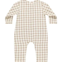 Pocketed Woven Jumpsuit in Cinnamon Plaid by Quincy Mae