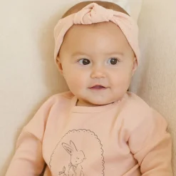 Pointelle Knotted Headband in Melon by Quincy Mae