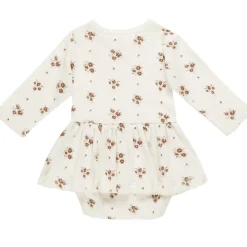 Pointelle Skirted Bodysuit in Autumn Flora by Quincy Mae - Last Ones In Stock - 3-12 Months