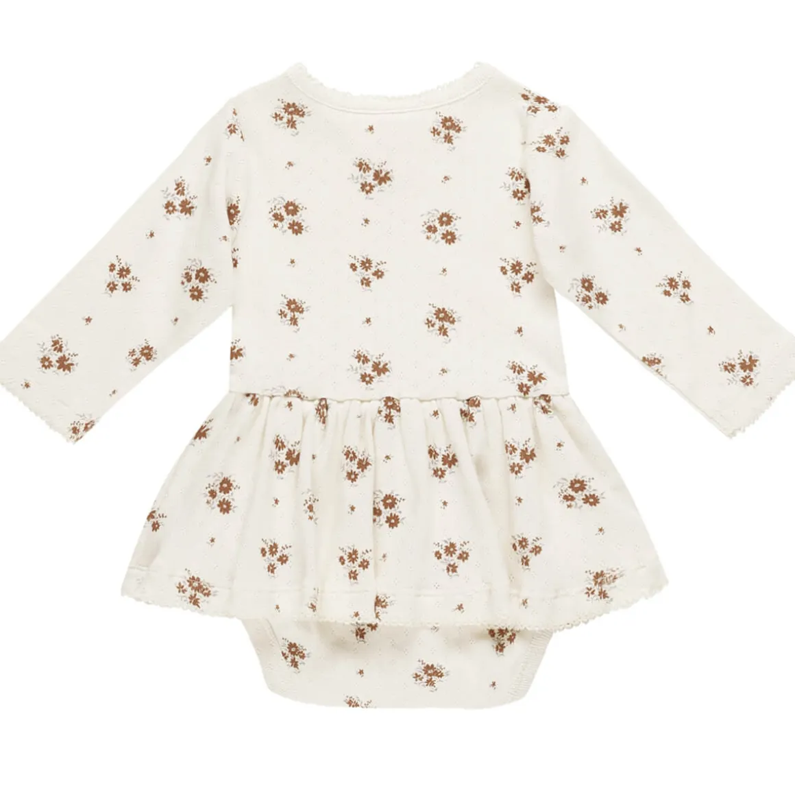 Pointelle Skirted Bodysuit in Autumn Flora by Quincy Mae - Last Ones In Stock - 3-12 Months