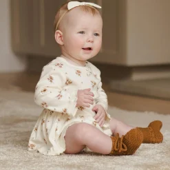 Pointelle Skirted Bodysuit in Autumn Flora by Quincy Mae - Last Ones In Stock - 3-12 Months