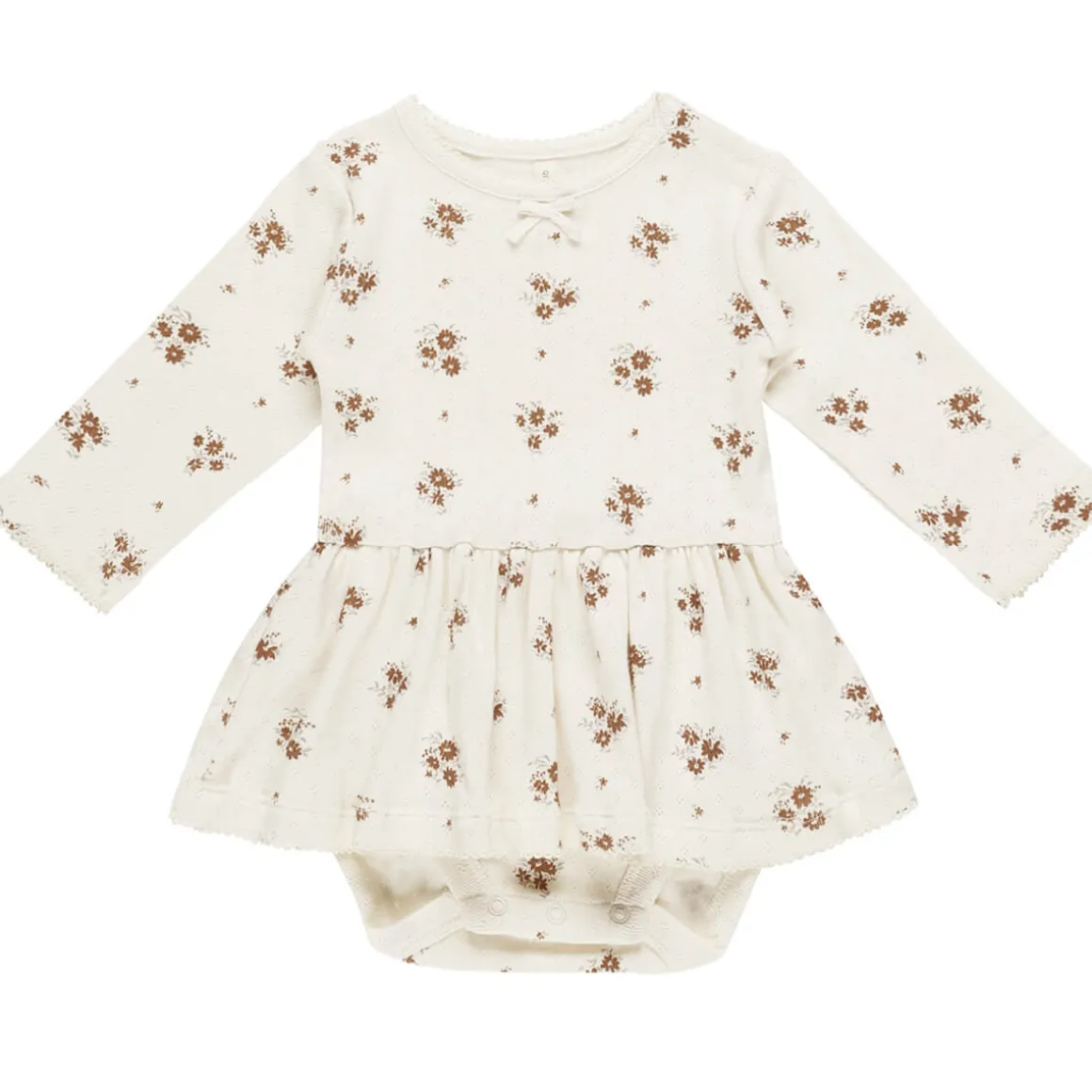 Pointelle Skirted Bodysuit in Autumn Flora by Quincy Mae - Last Ones In Stock - 3-12 Months