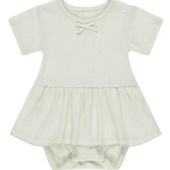 Pointelle Skirted Bodysuit in Mint by Quincy Mae
