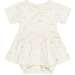 Pointelle Skirted Bodysuit in Pink Ditsy by Quincy Mae
