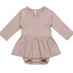 Pointelle Skirted Bodysuit in Mauve by Quincy Mae