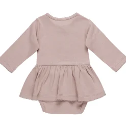 Pointelle Skirted Bodysuit in Mauve by Quincy Mae