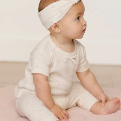 Pointelle Tee and Legging Set in Pink Ditsy by Quincy Mae