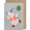 Polar Bear Embroidered Age Card by Petra Boase - Age 3
