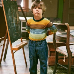 Primary Crew Neck in Sunset Stripe by Misha & Puff - Last Ones In Stock - 2-5 Years