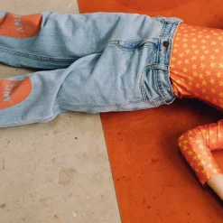 Printed Jeans in Medium Wash Denim by Tinycottons