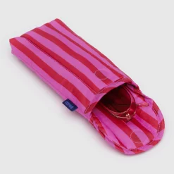 Puffy Glasses Sleeve in Pink and Red Painted Stripe by Baggu