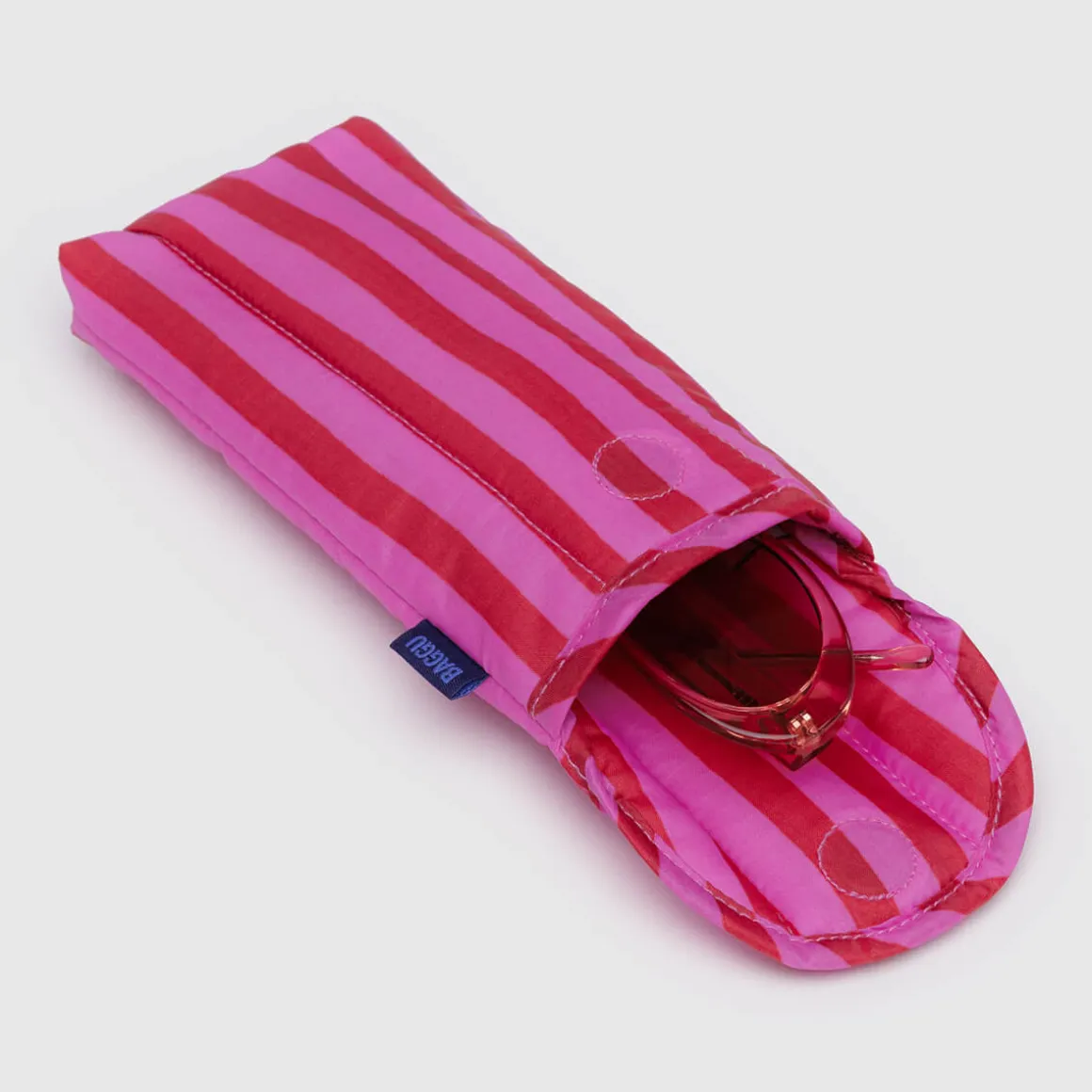 Puffy Glasses Sleeve in Pink and Red Painted Stripe by Baggu
