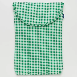 Puffy Laptop Sleeve 16" in Green Gingham by Baggu