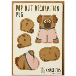Pug Pop Out Decoration And Greetings Card by The Pop Out Card Company