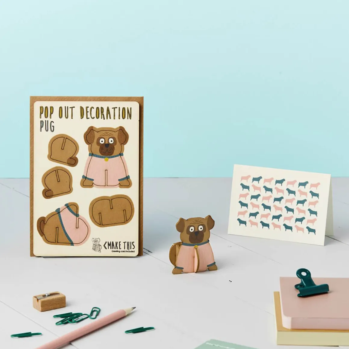 Pug Pop Out Decoration And Greetings Card by The Pop Out Card Company