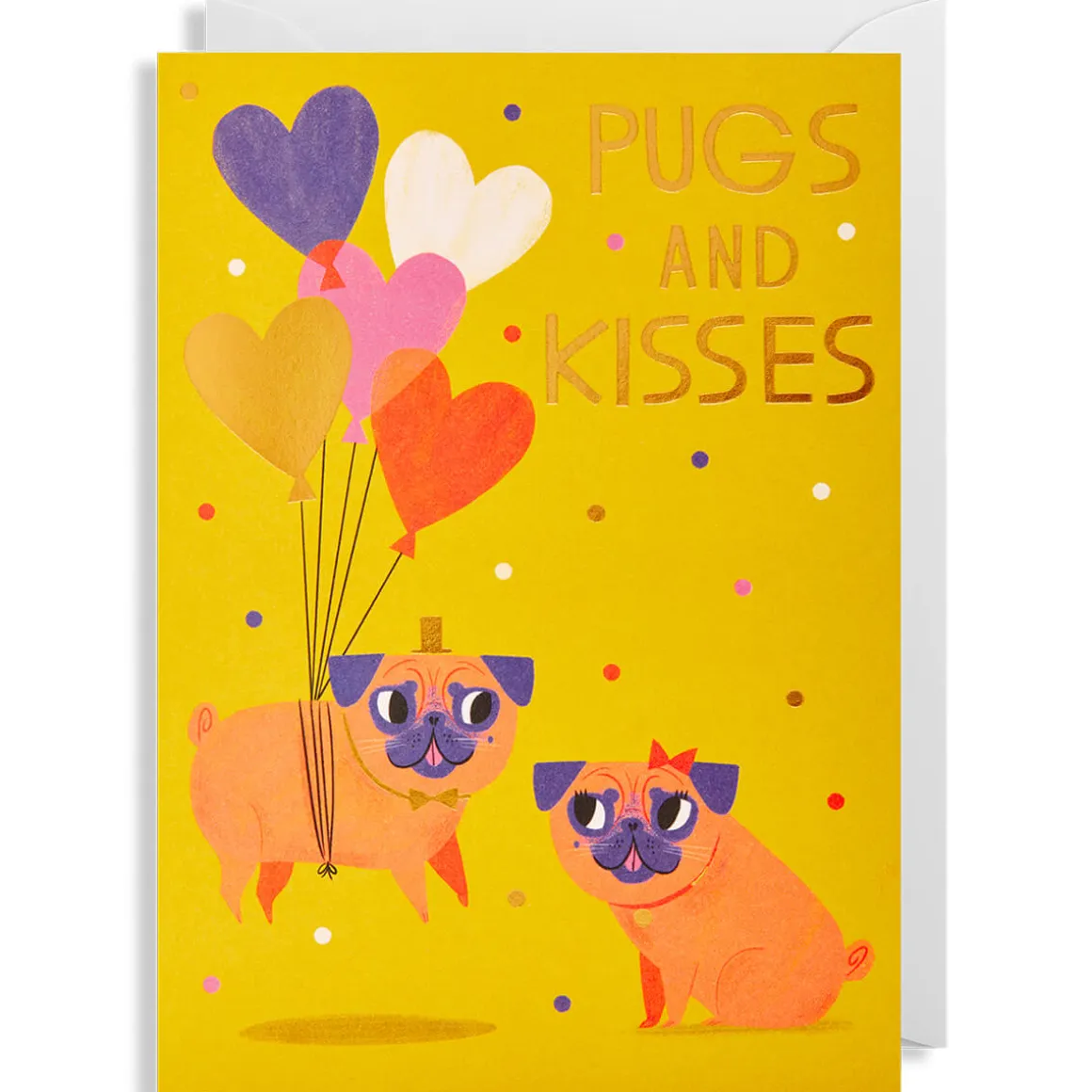 Pugs And Kisses Greetings Card by Allison Black for Lagom Design