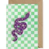 Purple Snake Iron On Patch Greetings Card by Petra Boase