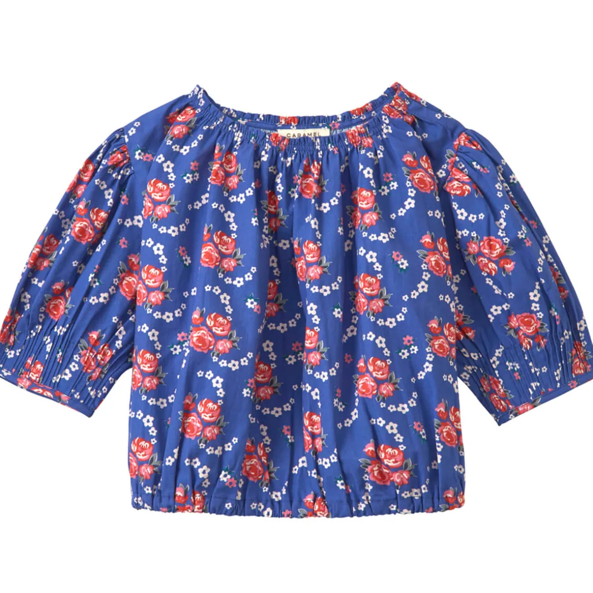 Queen's Park Blouse in Rose Posy Print Blue by Caramel