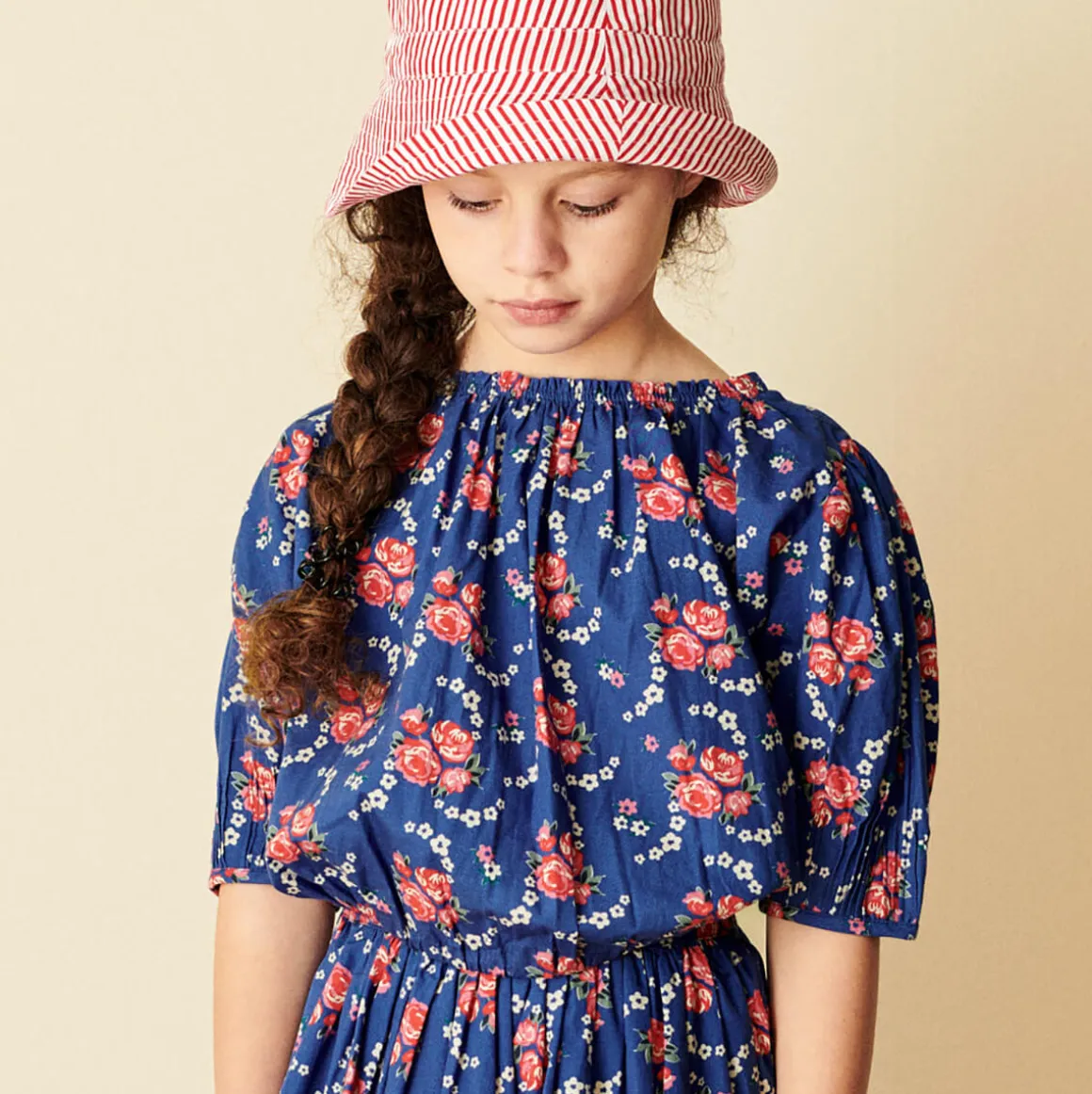 Queen's Park Blouse in Rose Posy Print Blue by Caramel