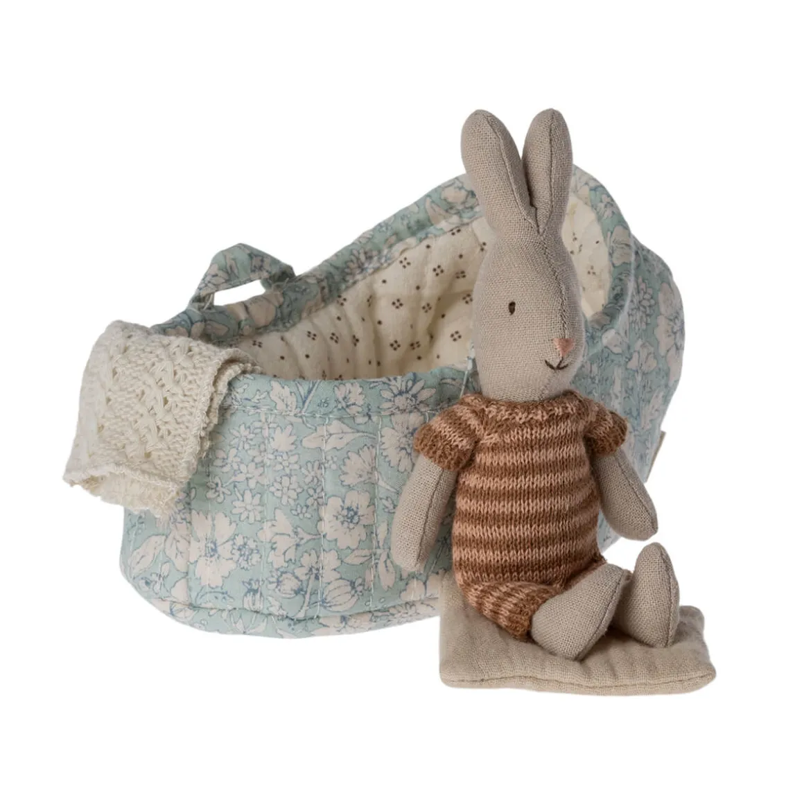 Rabbit in Micro Carry Cot (13cm) in 3 colours by Maileg
