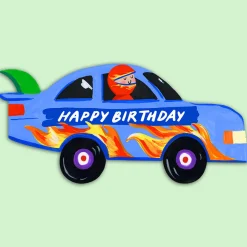 Racing Car Shaped Greetings Card by Eleanor Bowmer
