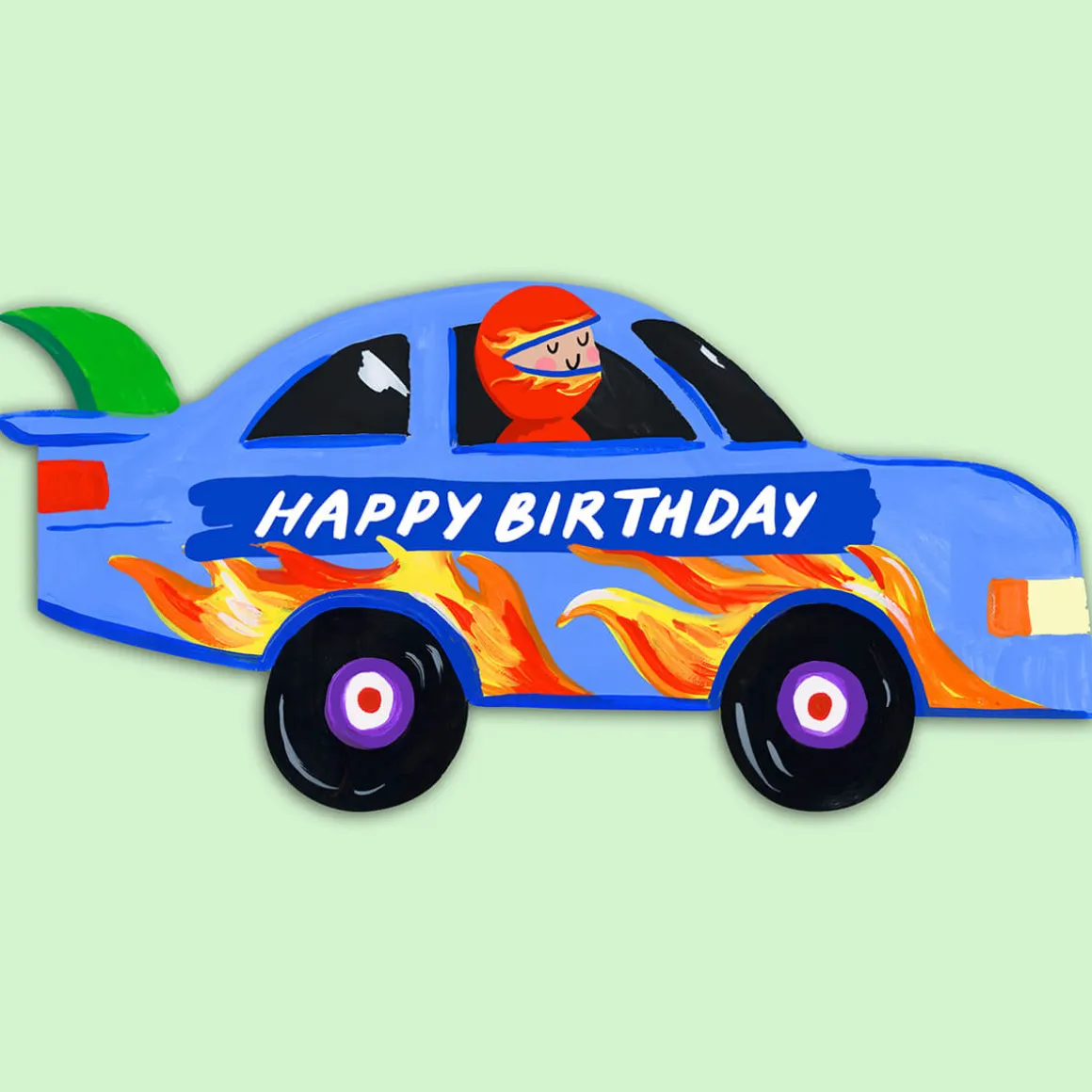 Racing Car Shaped Greetings Card by Eleanor Bowmer
