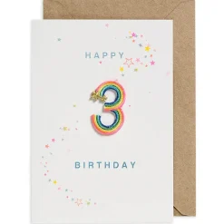 Rainbow Embroidered Age Card by Petra Boase - Age 3