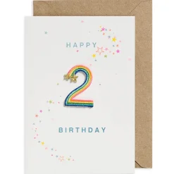 Rainbow Embroidered Age Card by Petra Boase - Age 2