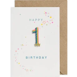 Rainbow Embroidered Age Card by Petra Boase - Age 1