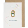 Rainbow Embroidered Age Card by Petra Boase - Age 6