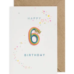 Rainbow Embroidered Age Card by Petra Boase - Age 6