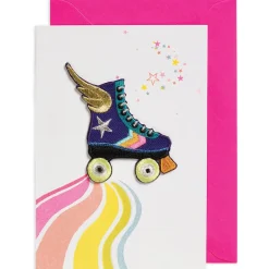 Rainbow Skate Iron On Patch Greetings Card by Petra Boase