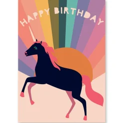 Rainbow Unicorn Greetings Card by Elena Essex for Earlybird Designs