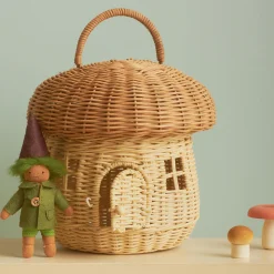 Rattan Mushroom Basket in Natural by Olli Ella