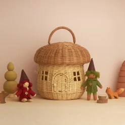 Rattan Mushroom Basket in Natural by Olli Ella