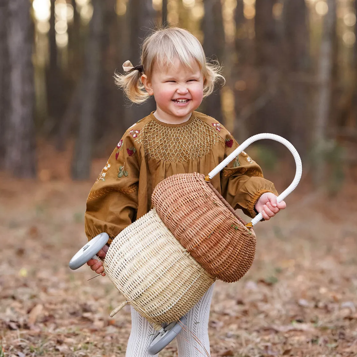 Rattan Mushroom Luggy Basket in Natural by Olli Ella