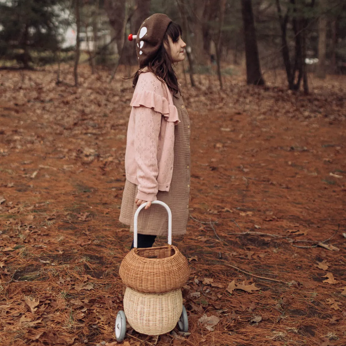 Rattan Mushroom Luggy Basket in Natural by Olli Ella
